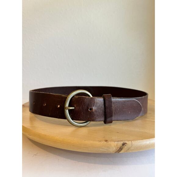 GAP Accessories - GAP Brown Genuine Leather Brass Buckle Belt Unisex Size Small